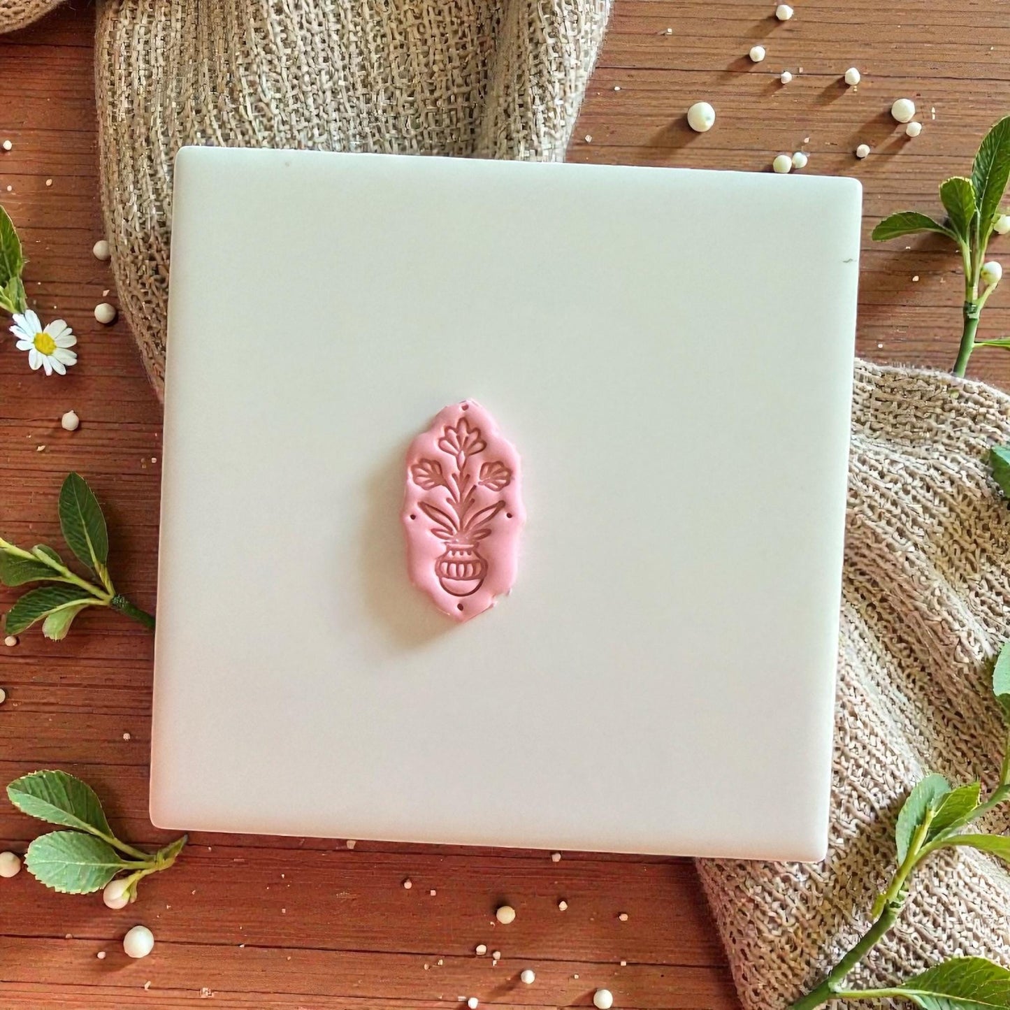 Folk Flower Vase Polymer Clay Cutter | Scandinavian Floral Design | Botanical Clay Tool for Makers and Artists