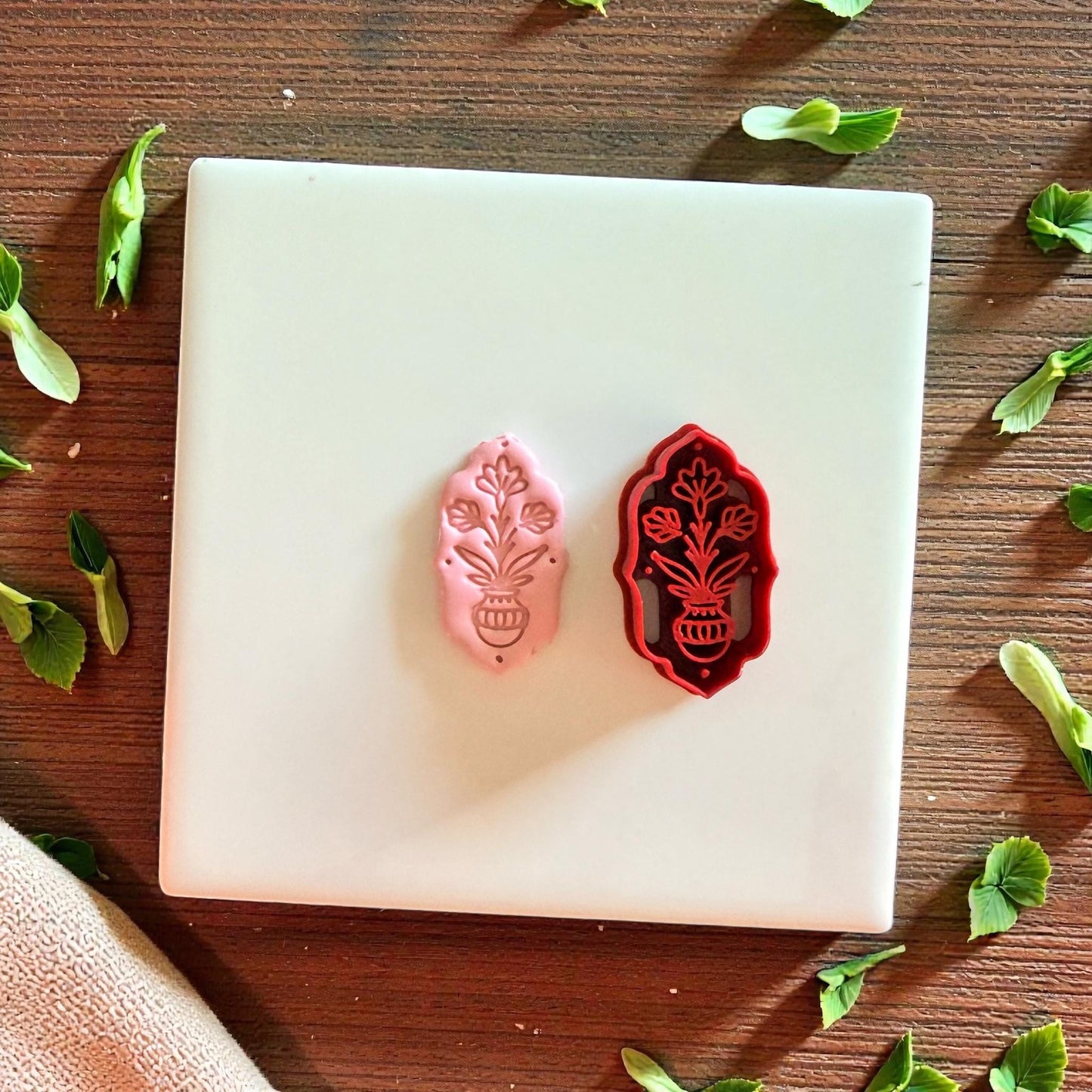 Folk Flower Vase Polymer Clay Cutter | Scandinavian Floral Design | Botanical Clay Tool for Makers and Artists