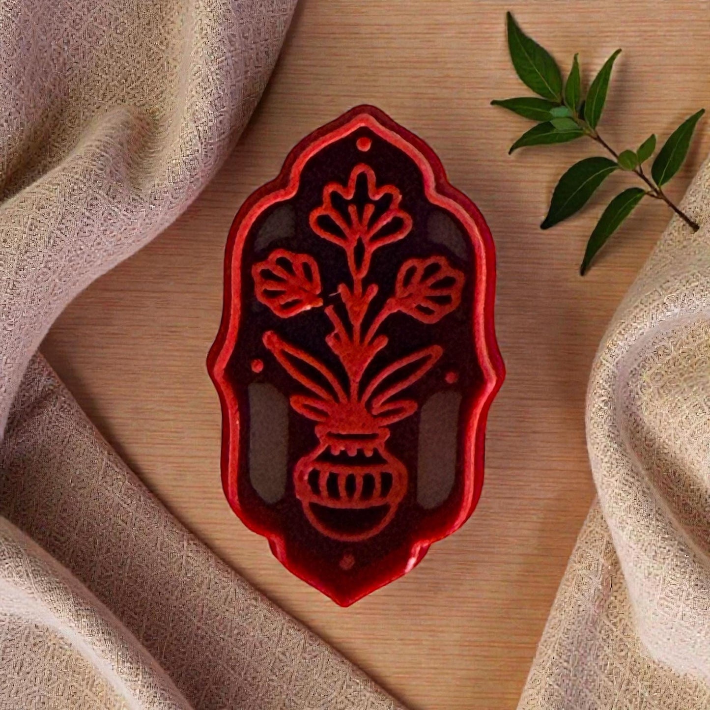 Folk Flower Vase Polymer Clay Cutter | Scandinavian Floral Design | Botanical Clay Tool for Makers and Artists