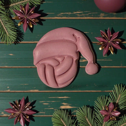 single pink volleyball santa clay impression on green wood
