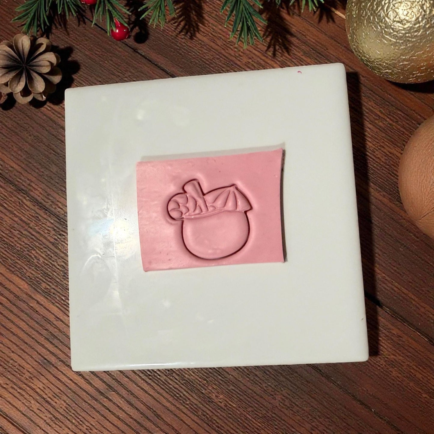 Tropical Christmas Drink Polymer Clay Cutter | Coconut Holiday Cocktail Clay Tool with Peppermint and Umbrella