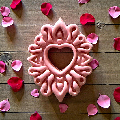 heart mandala clay shape with open center