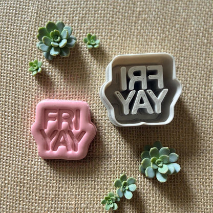 FRIYAY cutter with pink clay impression and succulents