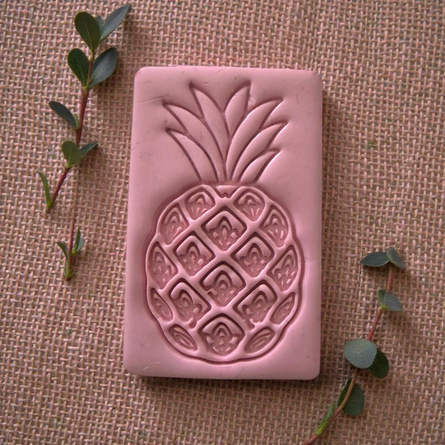 large pink pineapple clay impression