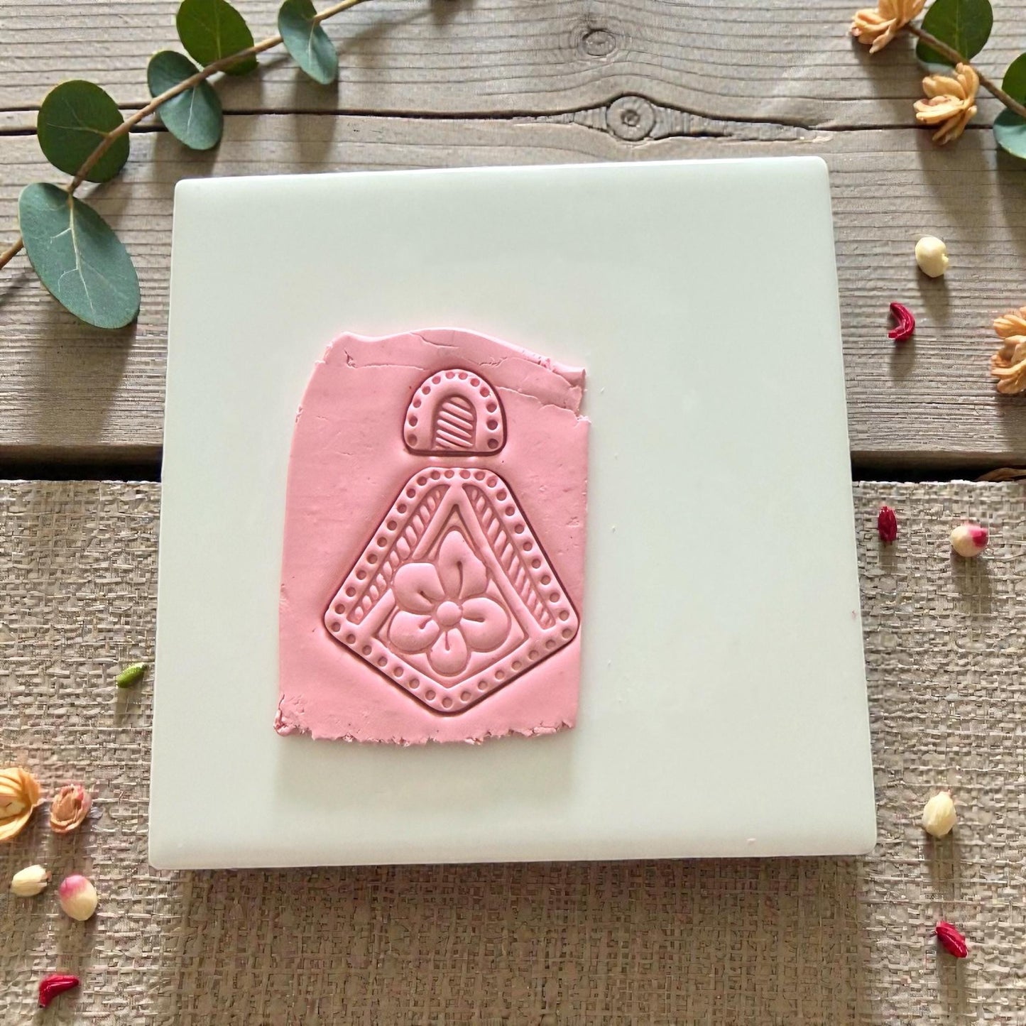 floral polymer clay slab impression