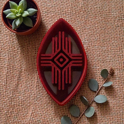 boho geometric polymer clay cutter on burlap background