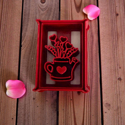 close up watering can floral heart polymer clay cutter