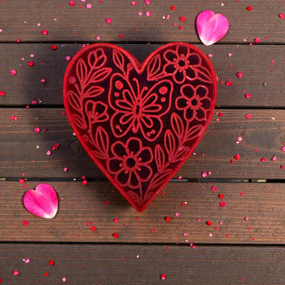 close up of red butterfly floral heart cutter