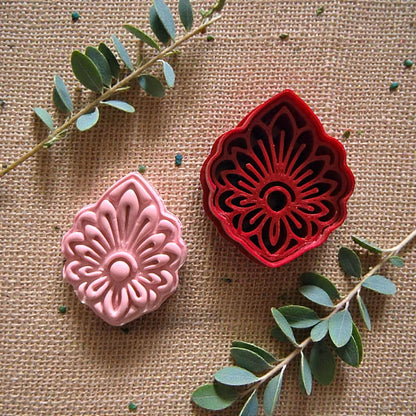 Boho Floral Teardrop Clay Cutter | Mandala Inspired Polymer Clay Tool | Detailed Petal Medallion Shape for Handmade Clay Jewelry