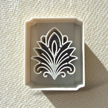 ornate floral tile polymer clay cutter inside square frame