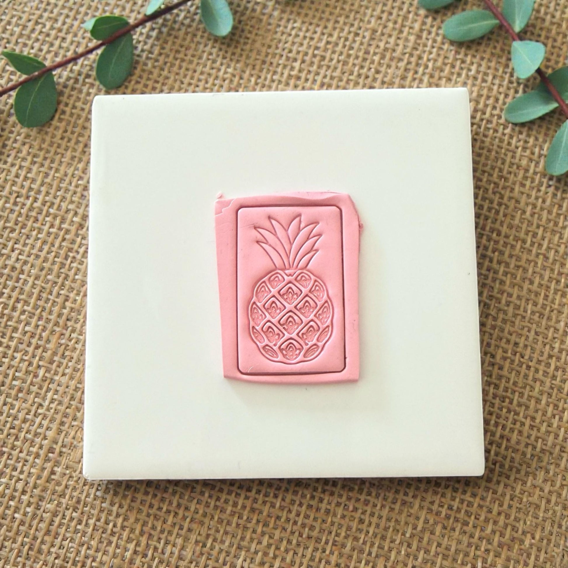 pineapple clay impression with border frame