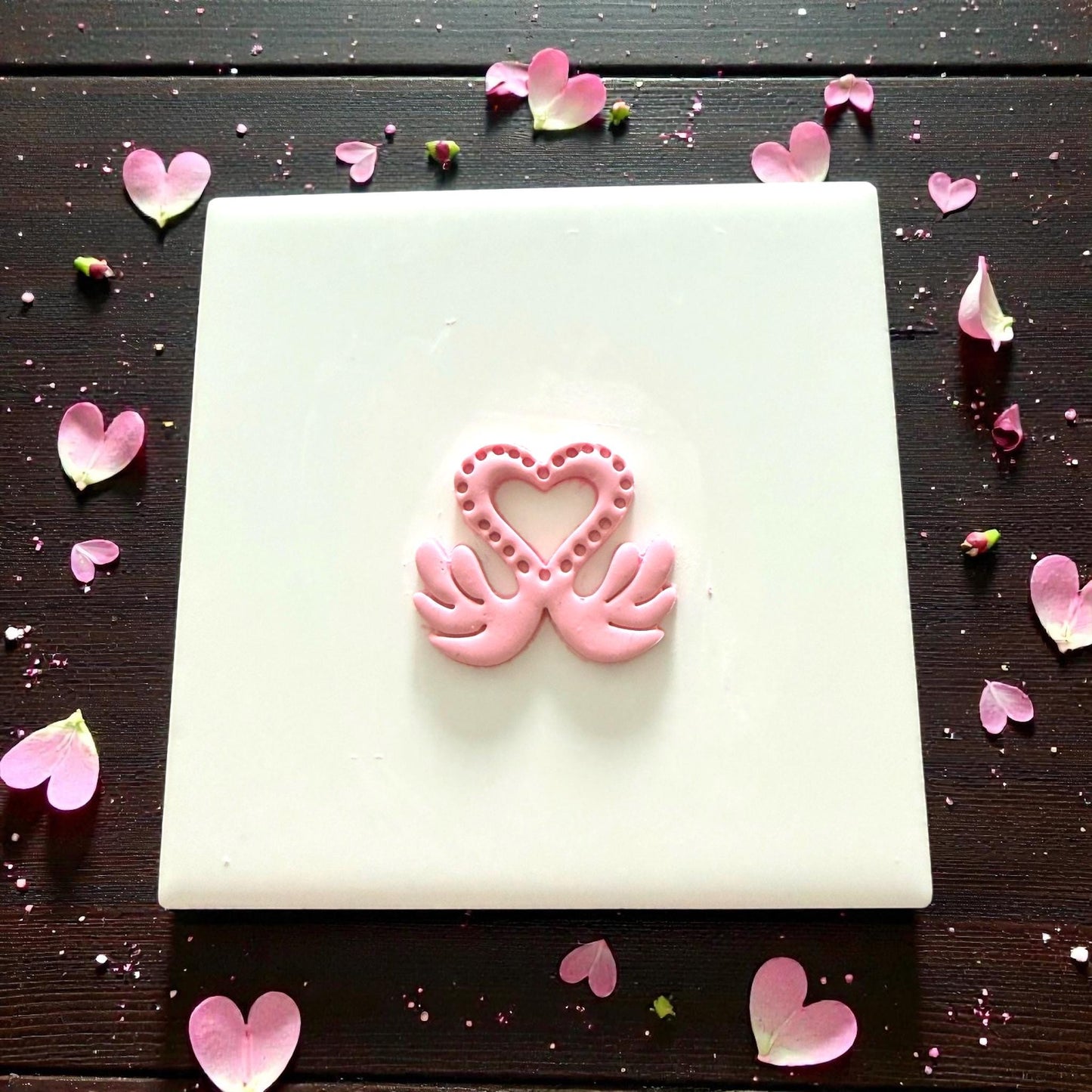 small pink love swan clay imprint