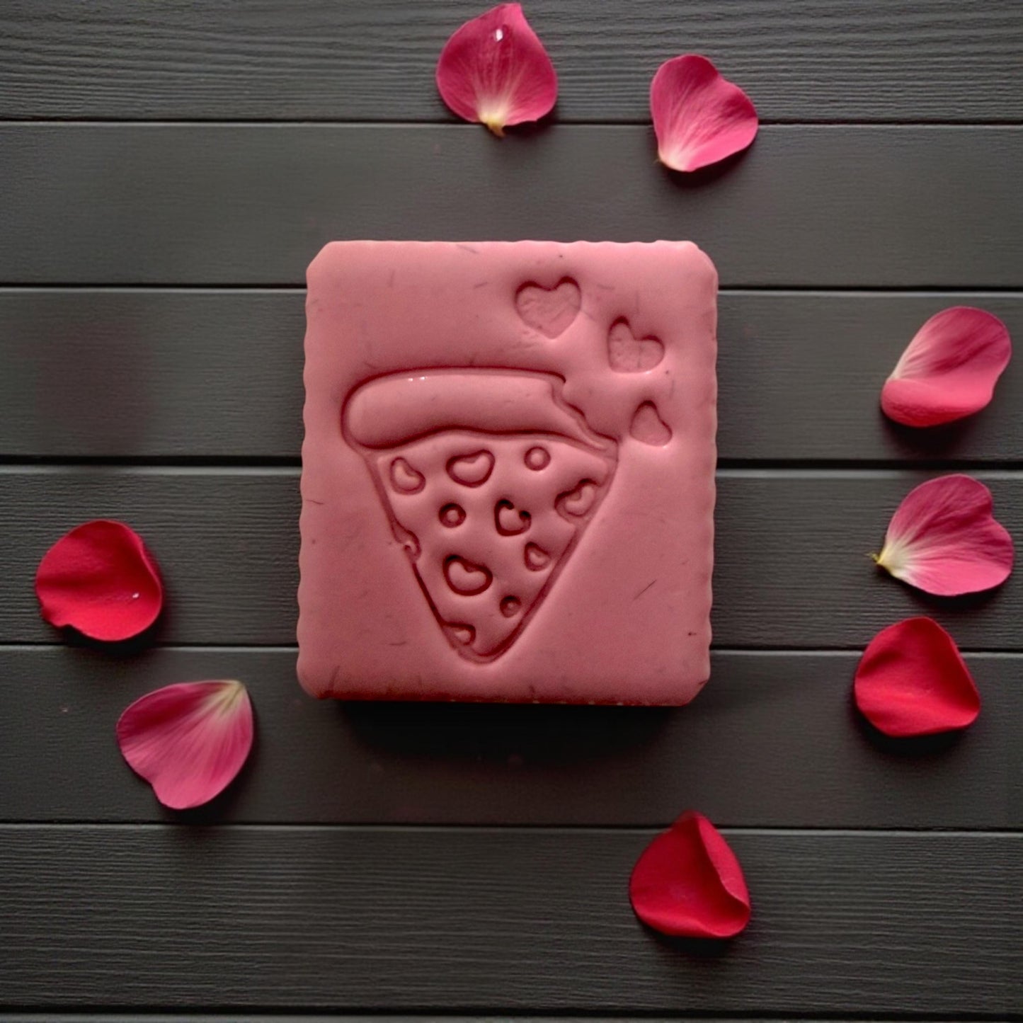 Pizza pink impression on clay