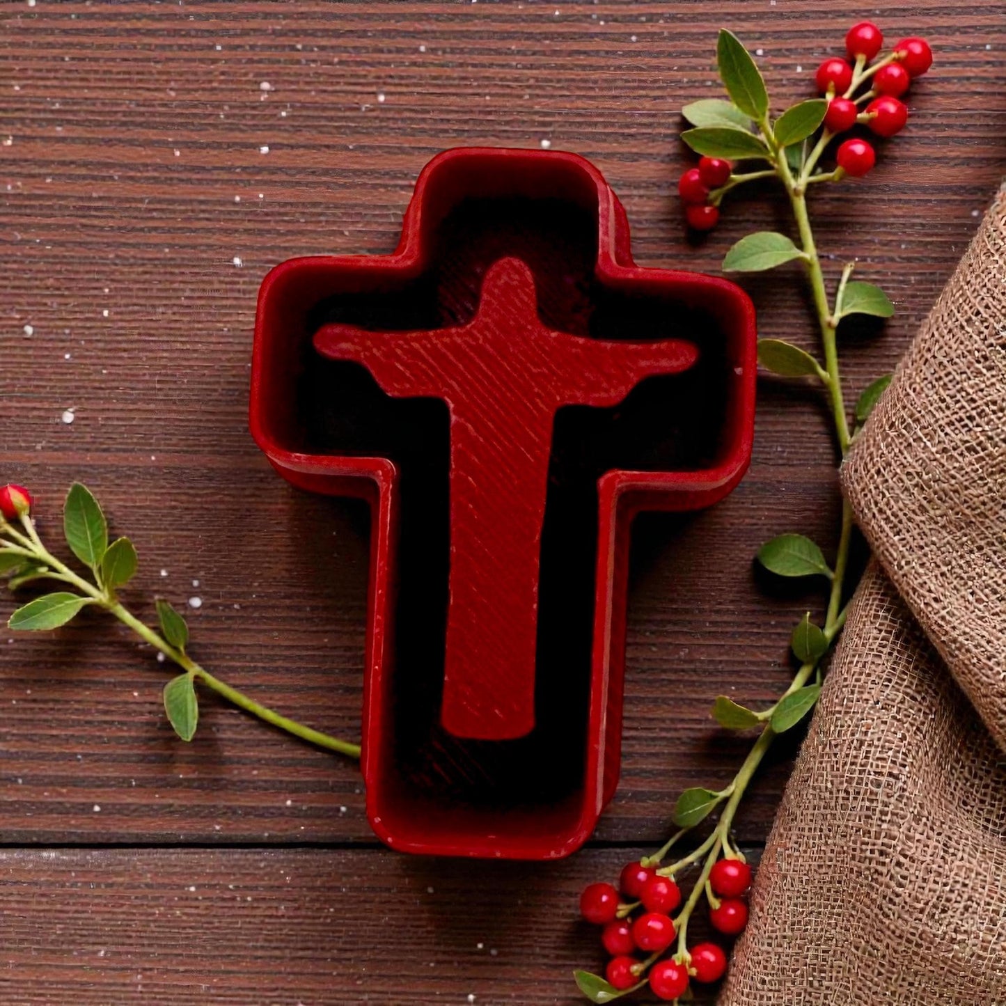 red Jesus cross clay cutter