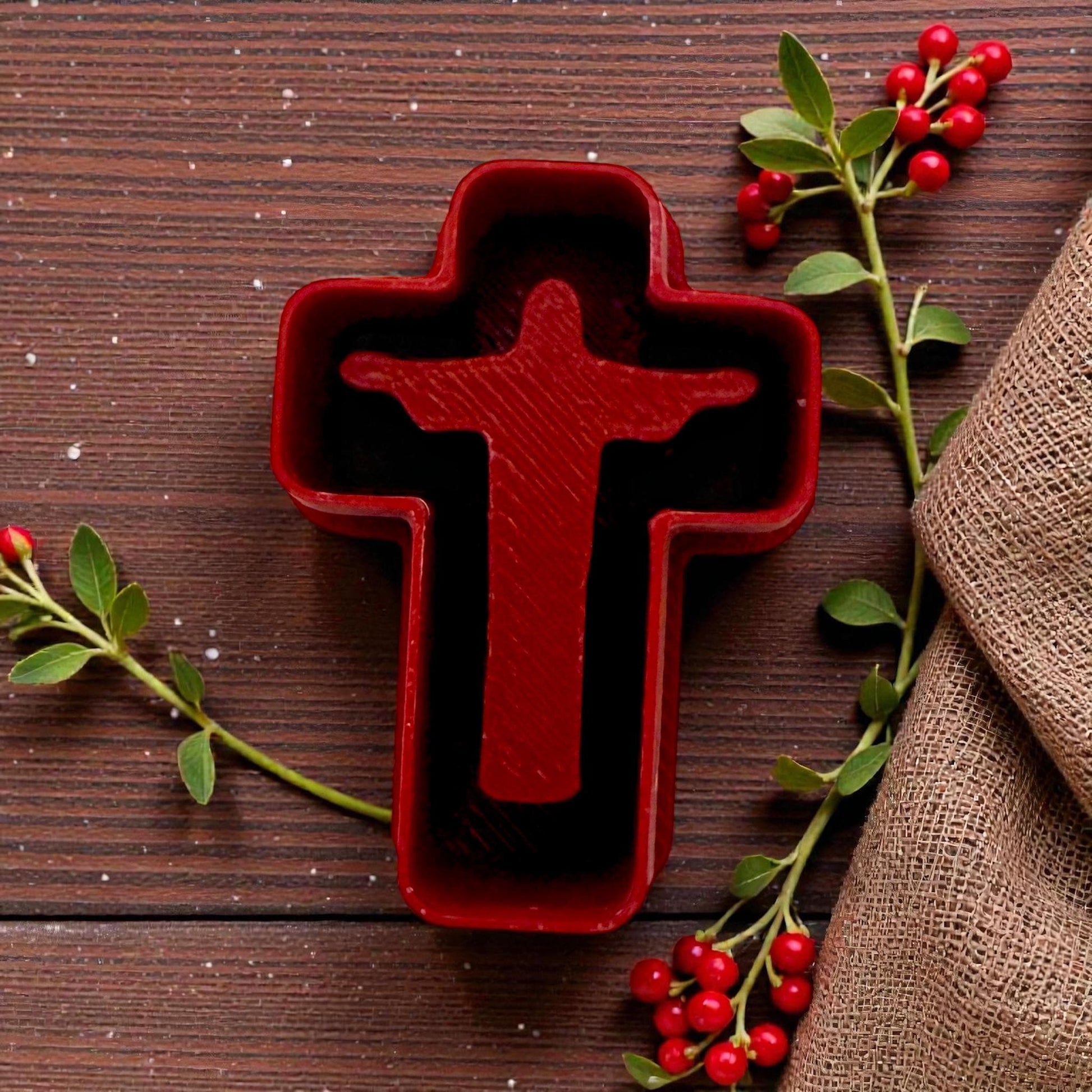 red Jesus cross clay cutter