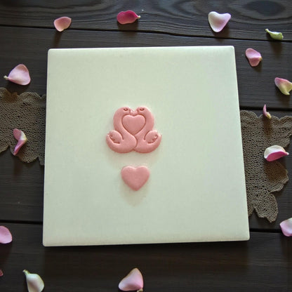 heart swan clay imprint with loose heart cutout