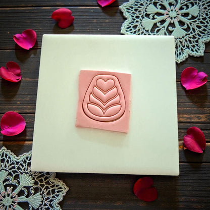 heart petal folk flower clay imprint on tile