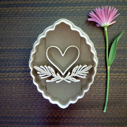 close up scalloped heart polymer clay cutter