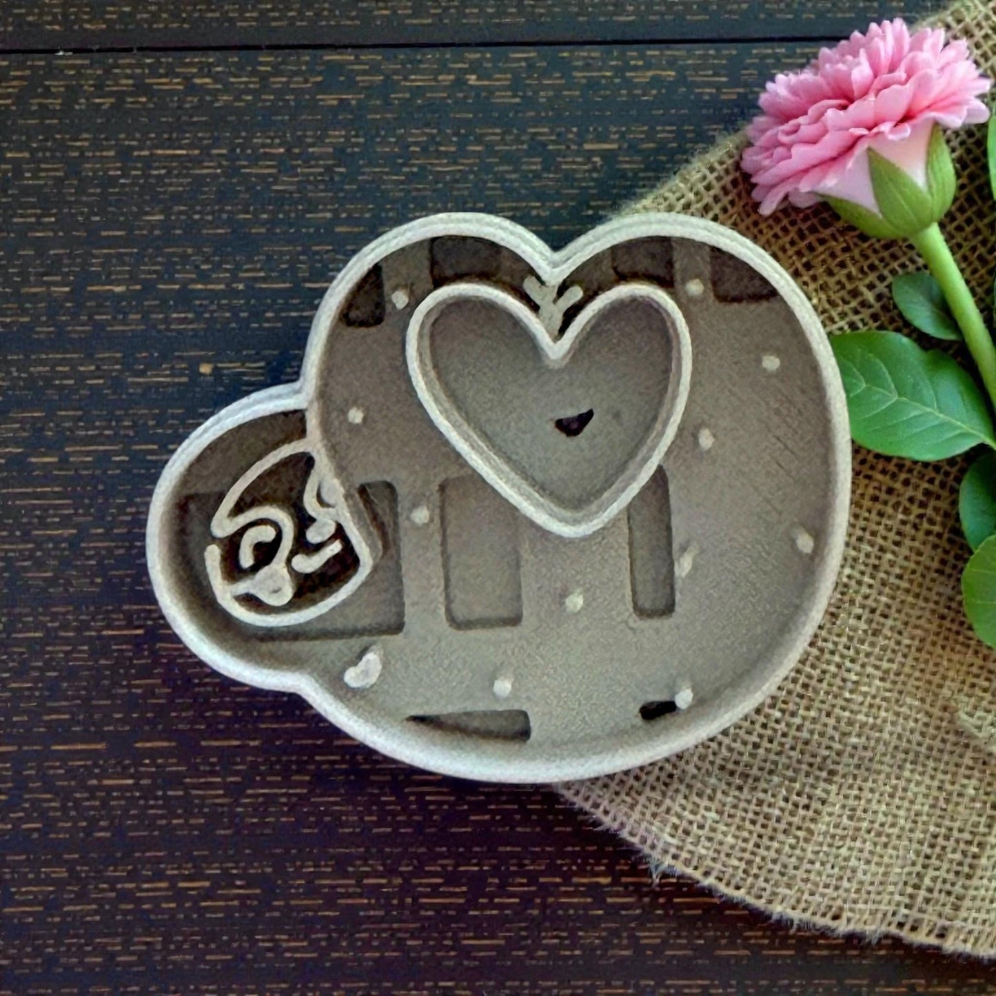 Close-up of sloth heart cutter showing interior details
