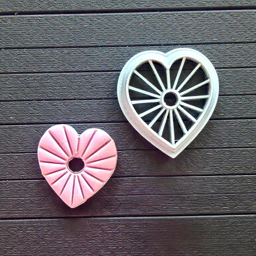 sunburst heart cutter and clay impression