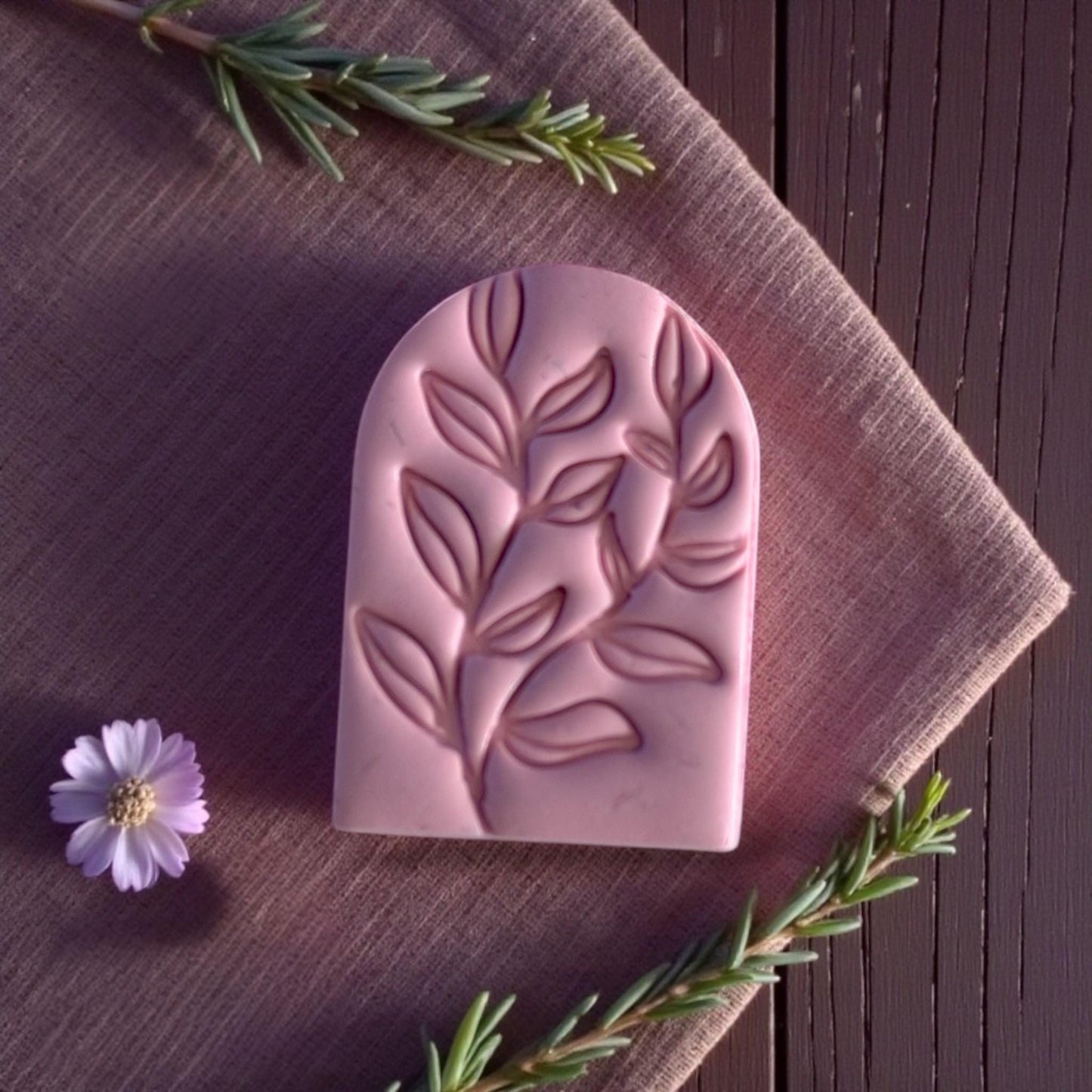 botanical arch clay texture on fabric