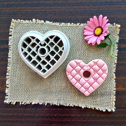 Love Collection Polymer Clay Huggy Charm Cutters • Heart Branch , Bow Heart, Heart Sunburst, Lattice Heart Pattern, Striped Heart, Heart Zia