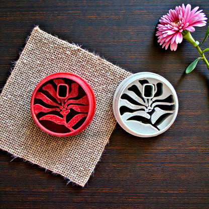 close-up of pink matisse flower charm