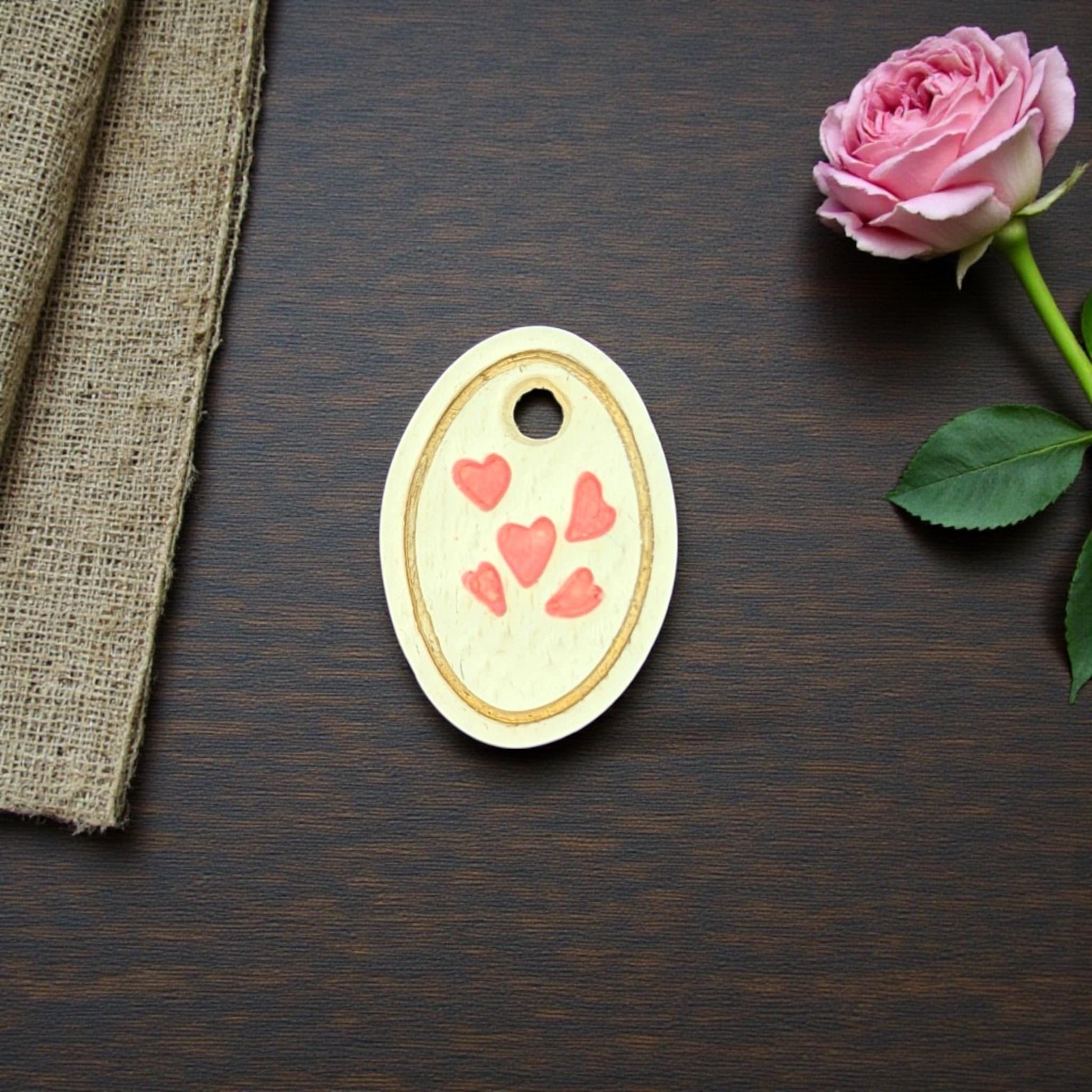 small oval heart charm cutter set shown together