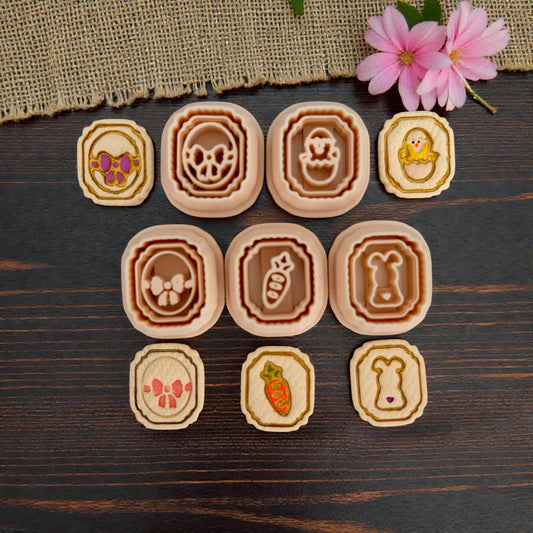 full Easter mini cutter set arranged on white tile