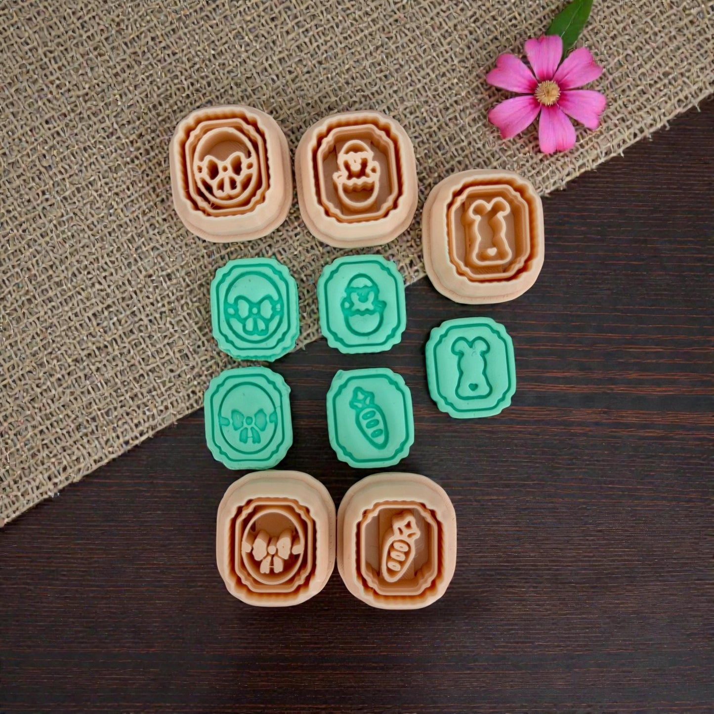 full Easter mini cutter set arranged with clay cut out