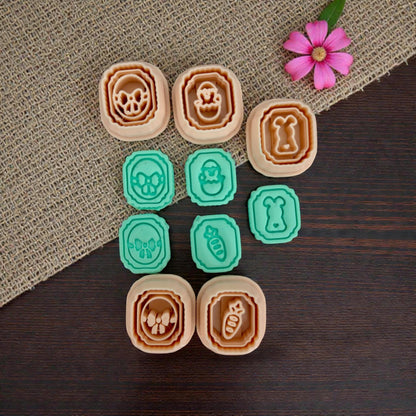 full Easter mini cutter set arranged with clay cut out