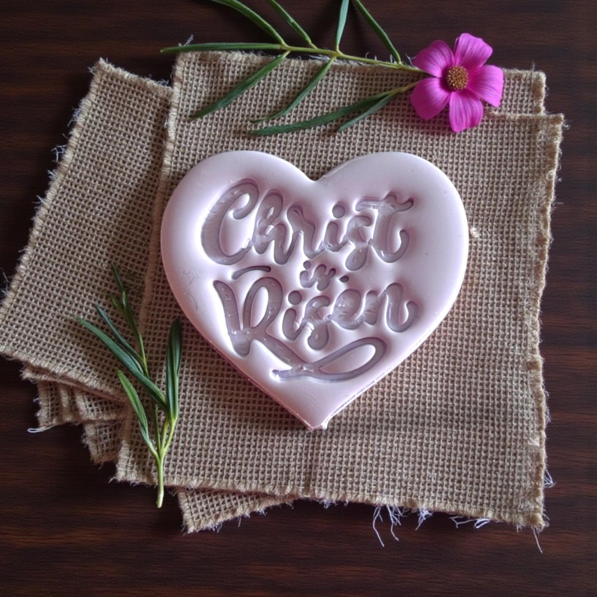 Purple heart clay impression with floral accent