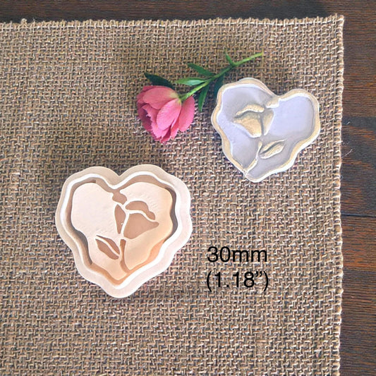 floral heart clay cutter set in 30mm size