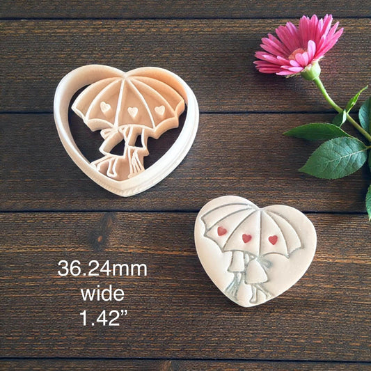 umbrella heart cutter and clay piece