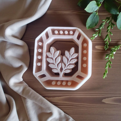 octagon cameo cutter floral leaves