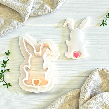 bunny cutter with heart tail and clay imprint
