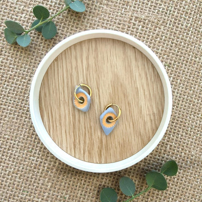 finished teardrop clay charms with gold hoops