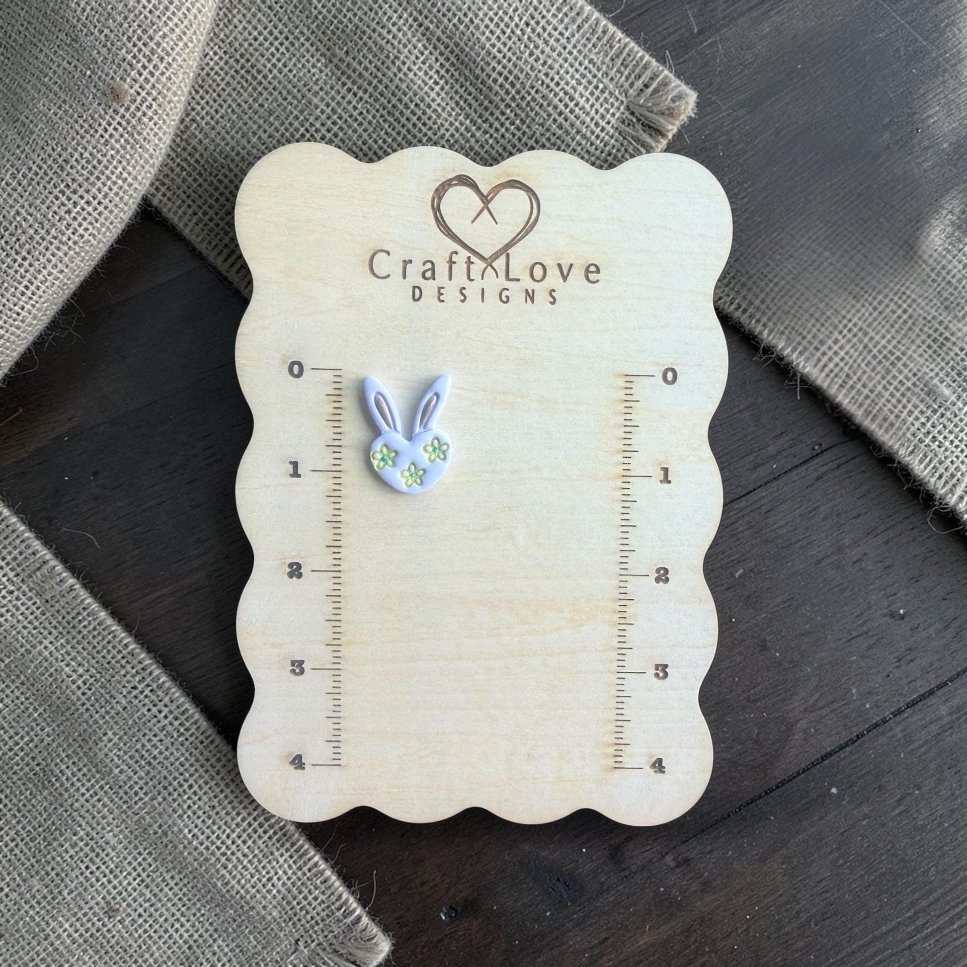 easter bunny clay cutter with floral bunny clay earring sample