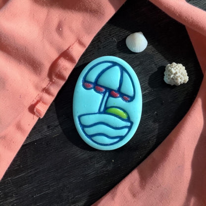 summer beach scene clay cutter with ocean wave design