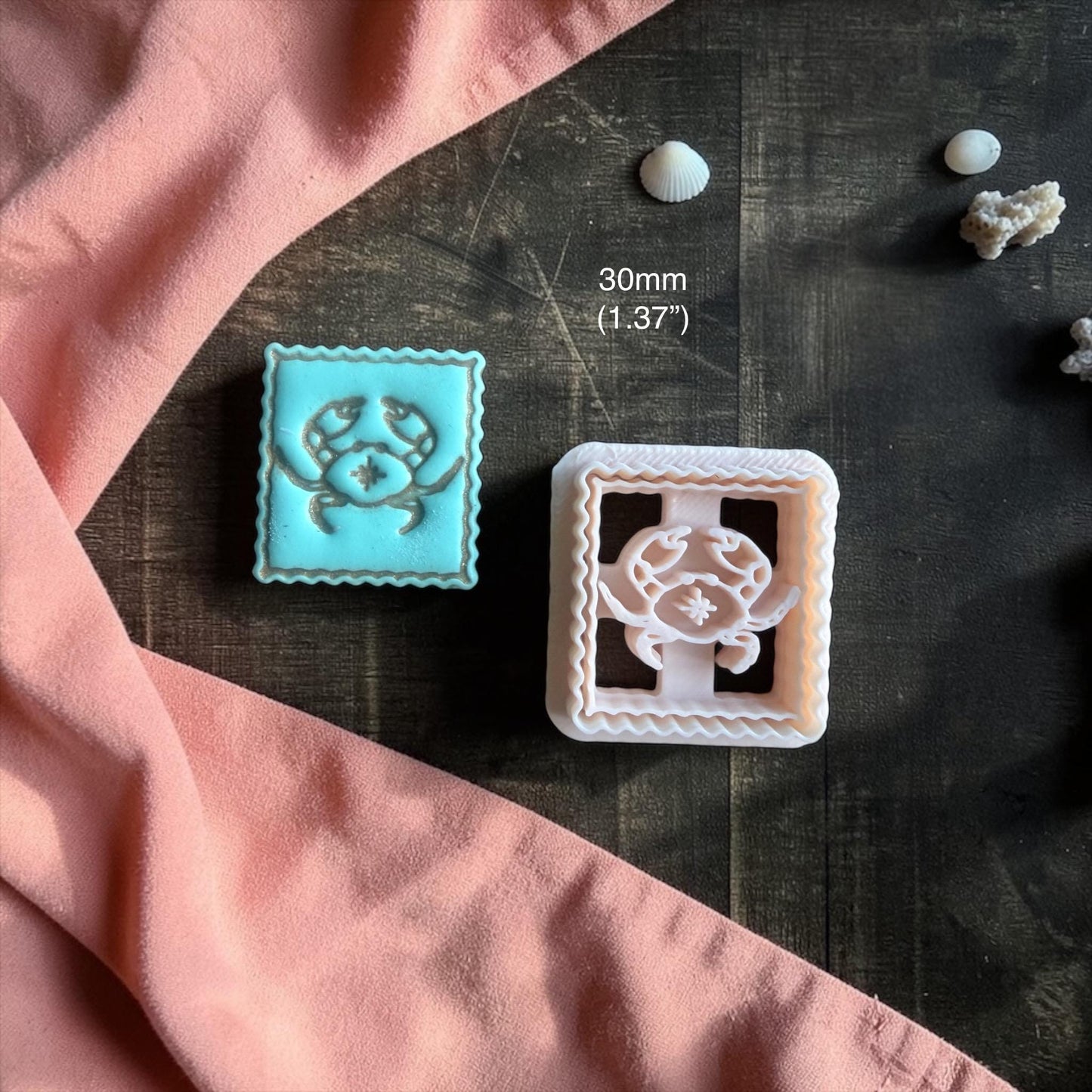 crab polymer clay cutters with 30mm size shown photo