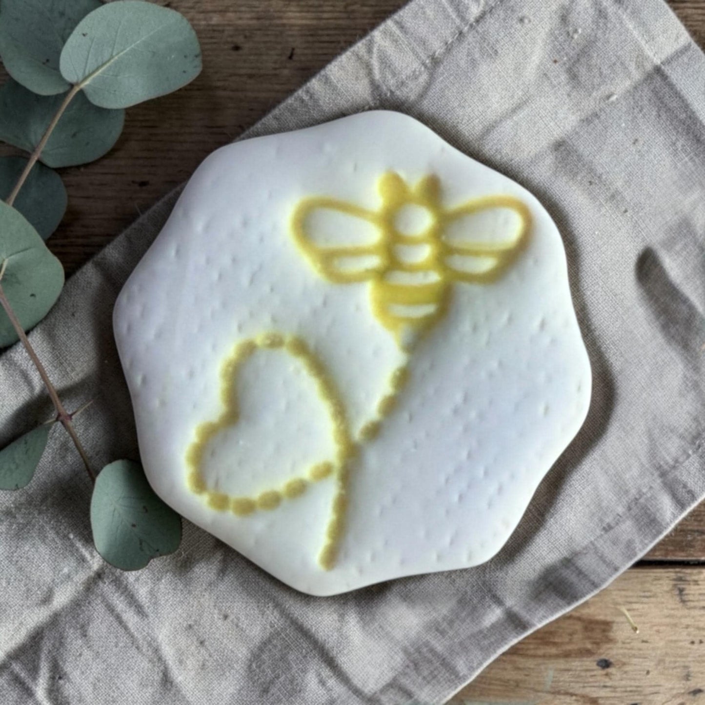 bee flight path heart clay cutter stamped example