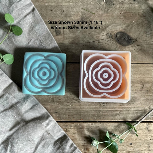 geometric rose polymer clay cutter with clay impression