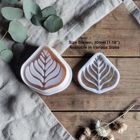 latte love leaf polymer clay cutter with clay impression