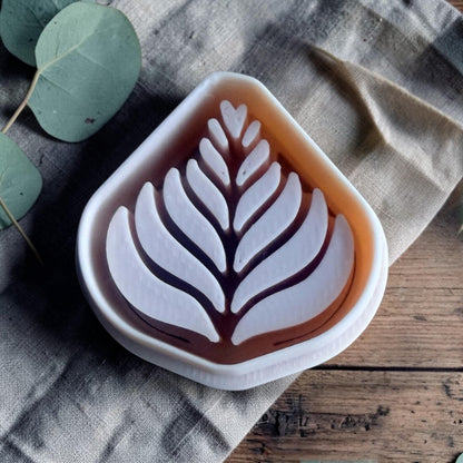 latte love leaf clay cutter size shown 30mm