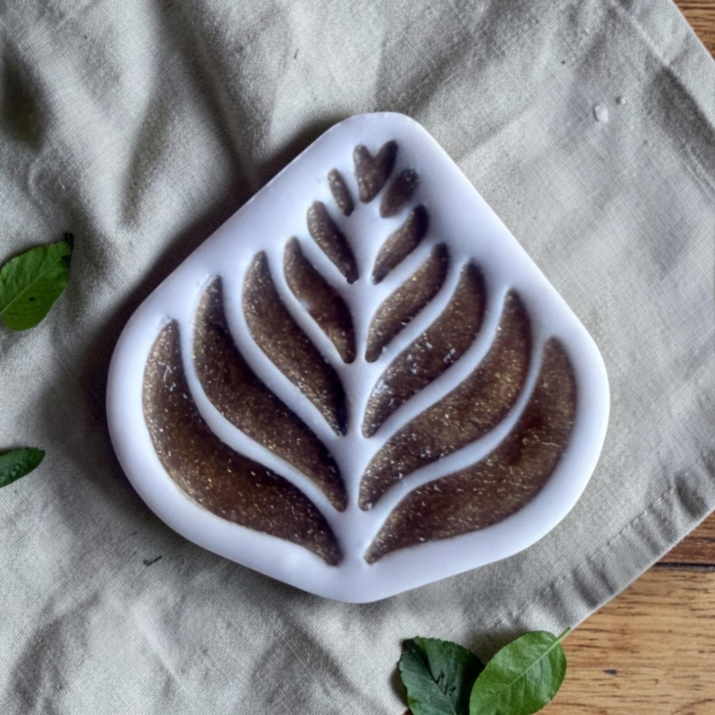 latte love leaf polymer clay cutter clay impression example