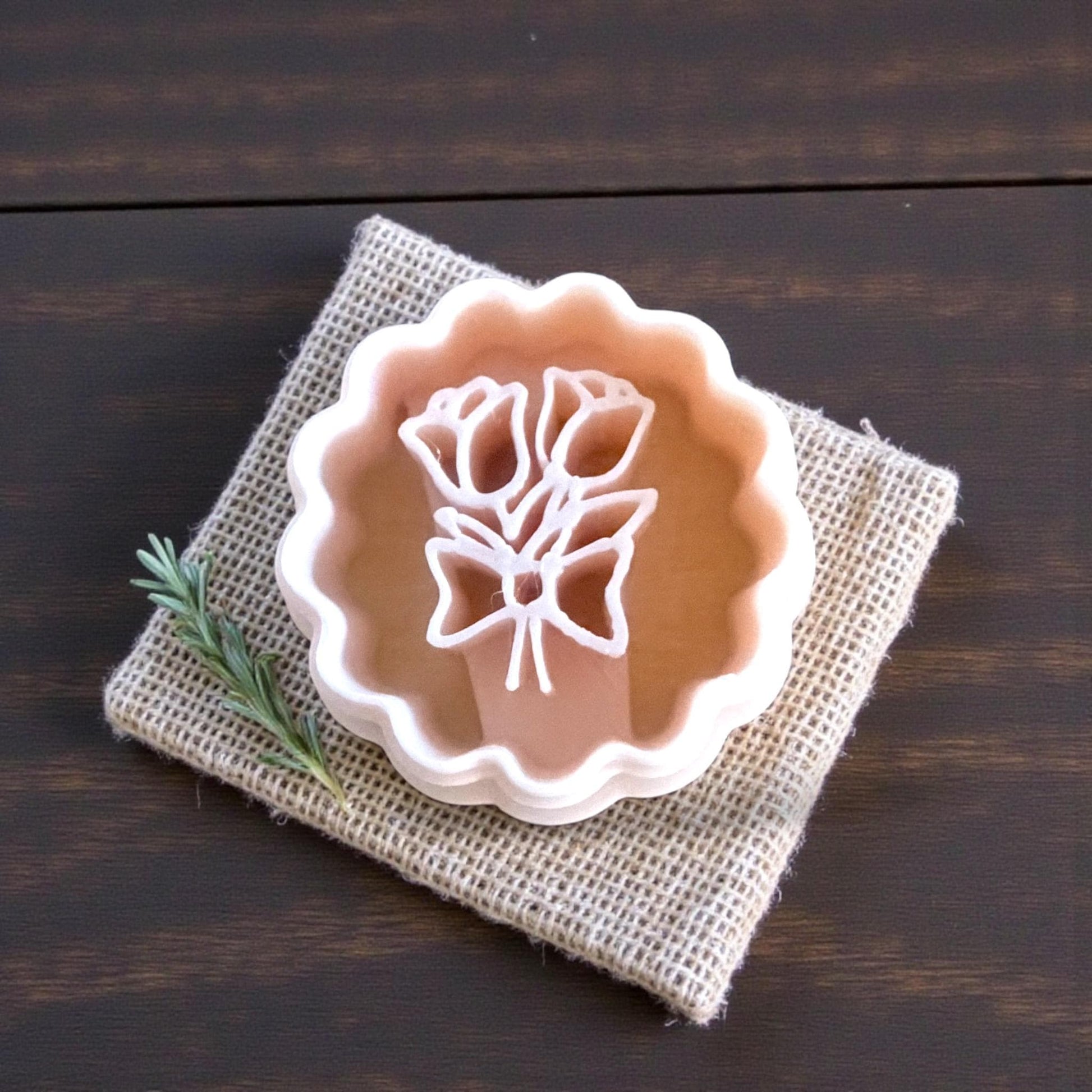 Floral Scallop Polymer Clay Cutter | Bouquet and Bow | Spring Organic Design | 25.5mm