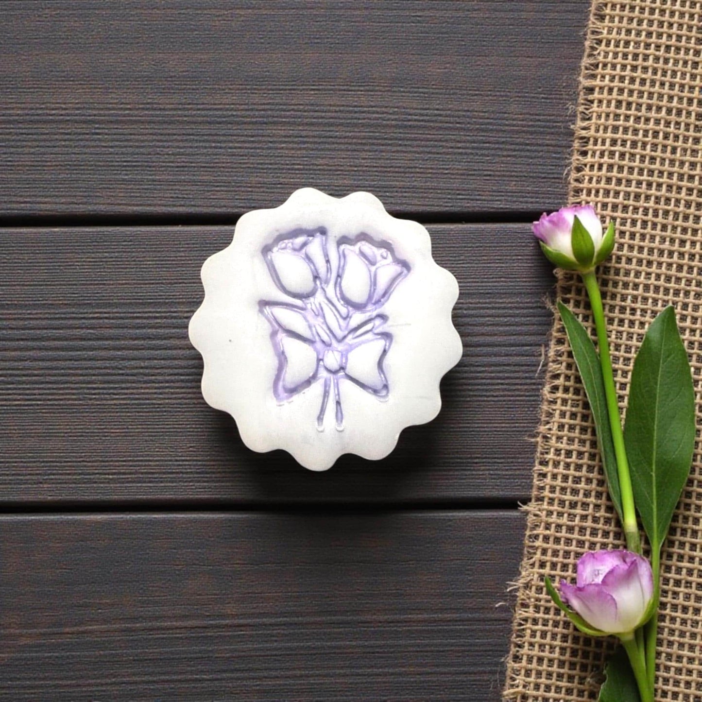 Floral Scallop Polymer Clay Cutter | Bouquet and Bow | Spring Organic Design | 25.5mm