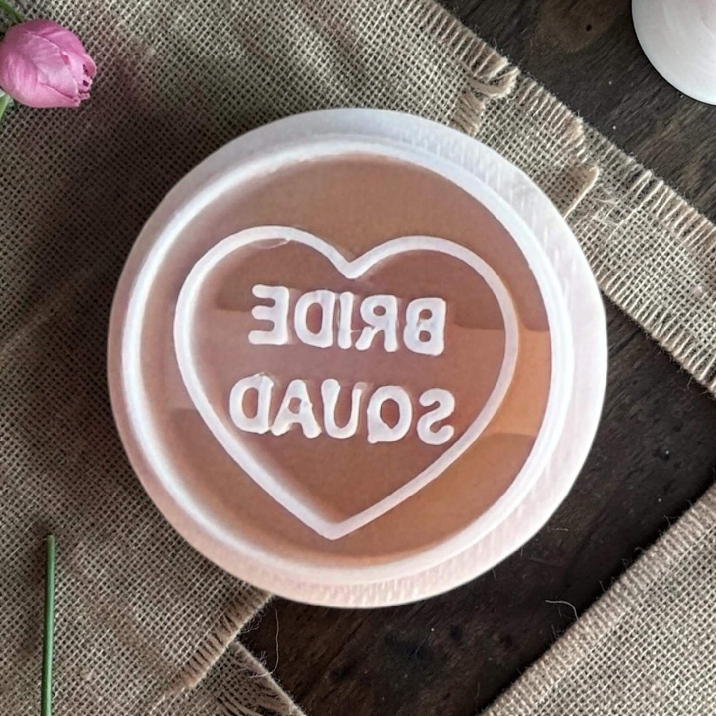 bride squad conversation heart polymer clay cutter