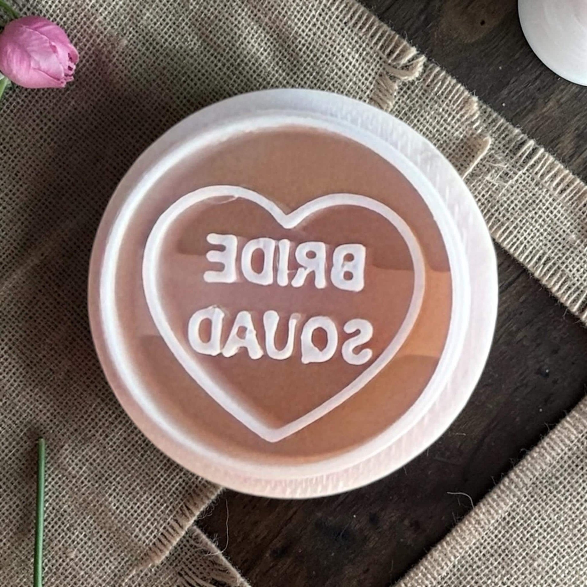 bride squad conversation heart polymer clay cutter