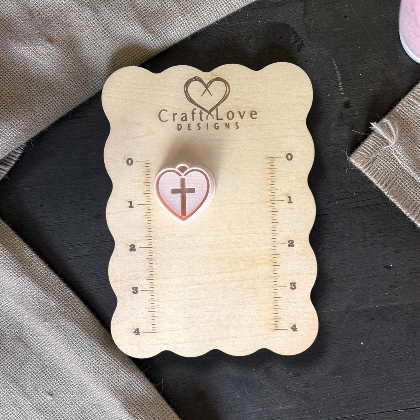 cross heart clay cutter size shown